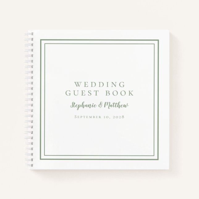 Livre d'or de budget de mariage vert sauge simple  (Devant)