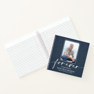 Livre d'or de deuil en denim pour photo de funérai