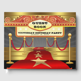 Livre d'or de fête d'anniversaire sur tapis rouge