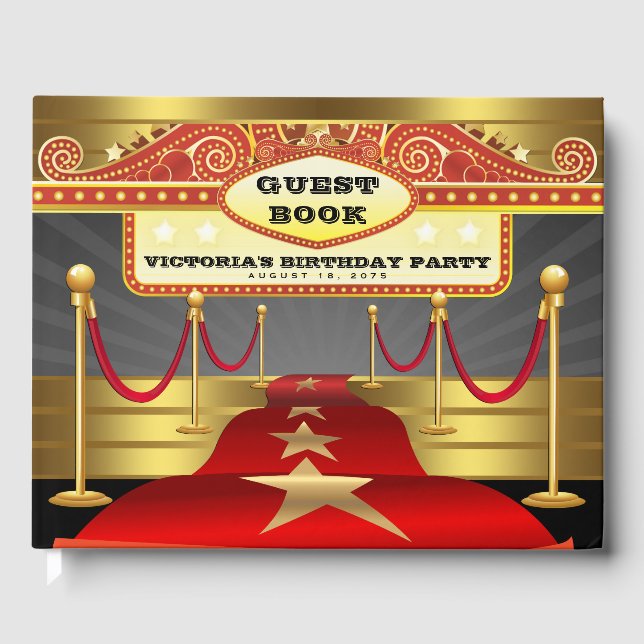 Livre d'or de fête d'anniversaire sur tapis rouge  (Recto)