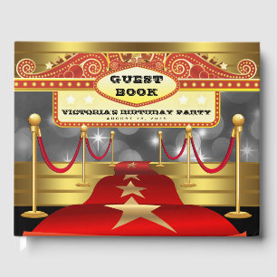 Livre d'or de fête d'anniversaire sur tapis rouge