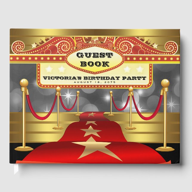 Livre d'or de fête d'anniversaire sur tapis rouge  (Recto)