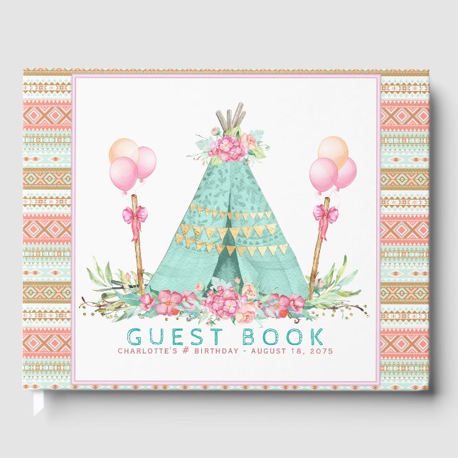 Livre d'or de fête d'anniversaire Tipi (Recto)