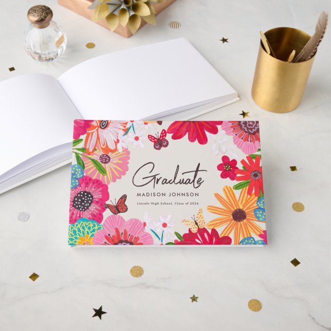 Livre d'or de fête de remise de diplôme à signatur (Recto ouvert)