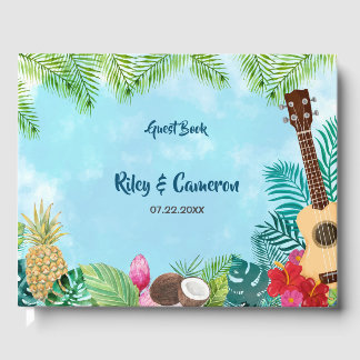 Livre d'or de fête hawaïenne Luau à l'aquarelle
