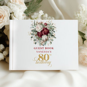 Livre d'or de fête pour 80 ans avec fleurs de Bour