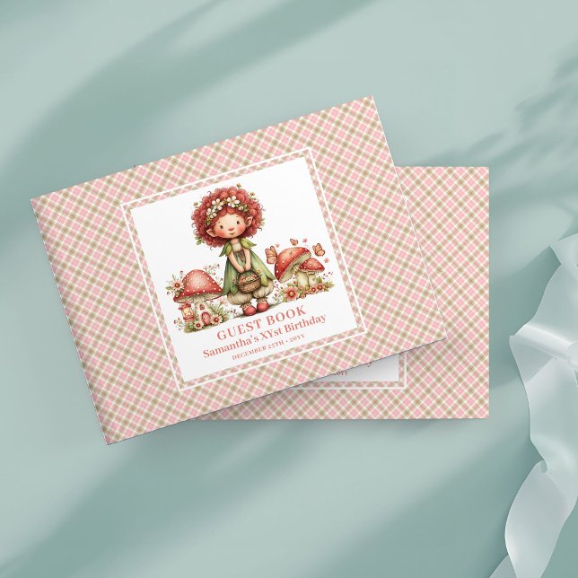Livre d'or de fille d'anniversaire de fée rose flo (Dreamy Fairy Pink Floral Girl Birthday Guest Book)