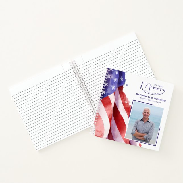 Livre d'or de funérailles avec drapeau américain e (Intérieur)