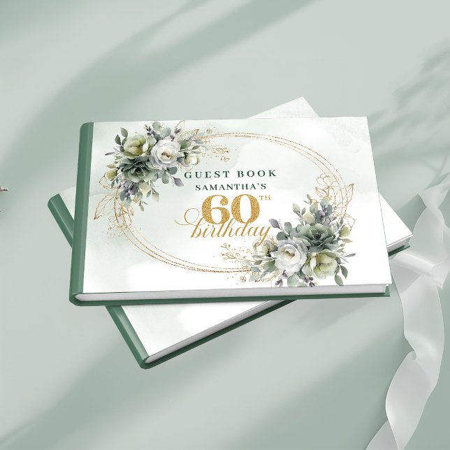 Livre d'or de la 60e année Boho Eucalyptus Verdure (Greenery 60th Birthday Boho Eucalyptus Guest Book

)