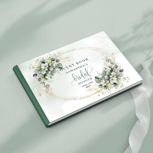 Livre d'or de la douche de mariée botanique vert p