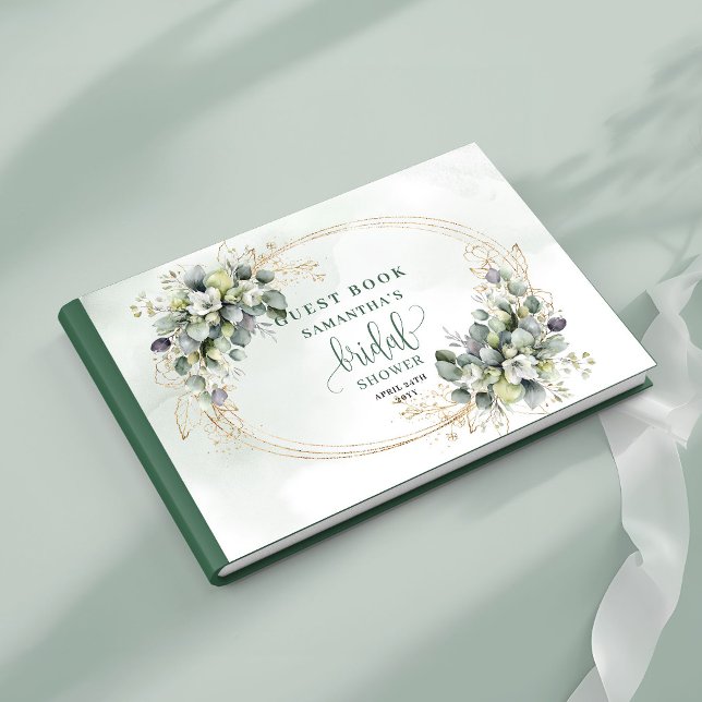 Livre d'or de la douche de mariée botanique vert p (Dusty Green Botanical Bridal Shower Guest Book)