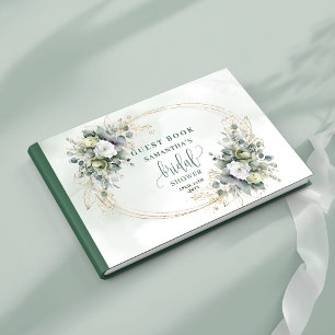 Livre d'or de la fête de mariage bohème vert et or