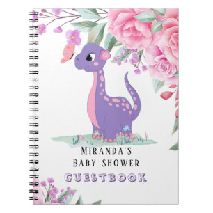 Livre d'or de la fille Dinosaure rose violet Baby