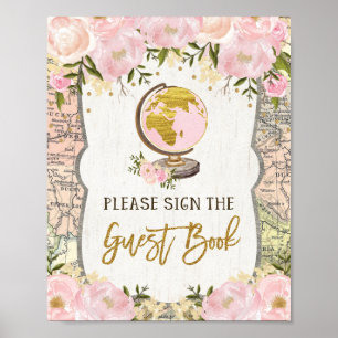 Livre d'or de l'aventure de la carte florale rose 