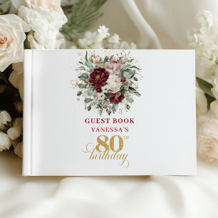 Livre d'or de luxe pour 80 ans avec fleurs de Bour