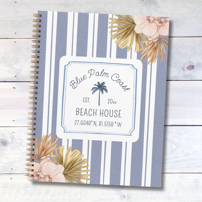 Livre d'or de maison de plage rayures bleues Côté  (Close up)