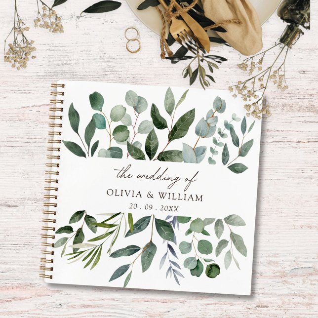 Livre d'or de mariage à la verdure d'eucalyptus ve (In situ)
