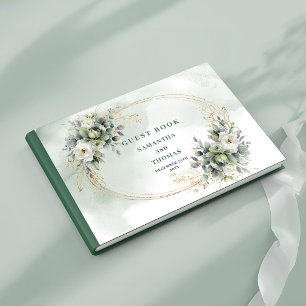 Livre d'or de mariage à l'aquarelle Eucalyptus Or