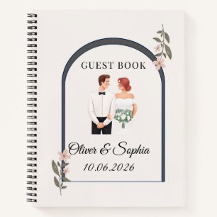 Livre d'or de mariage à l'aquarelle florale élégan
