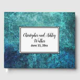 Livre d'or de mariage à l'aquarelle grunge bleu sa