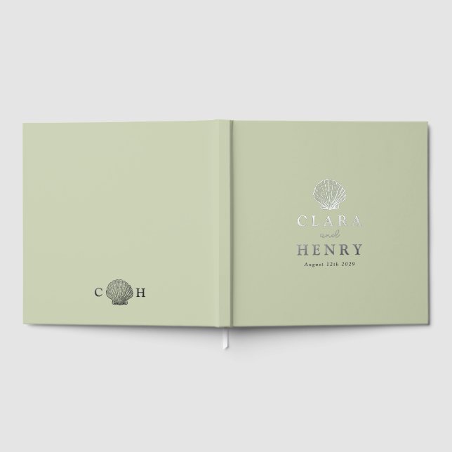 Livre d'or de mariage à monogramme de coquillage e (Complet)