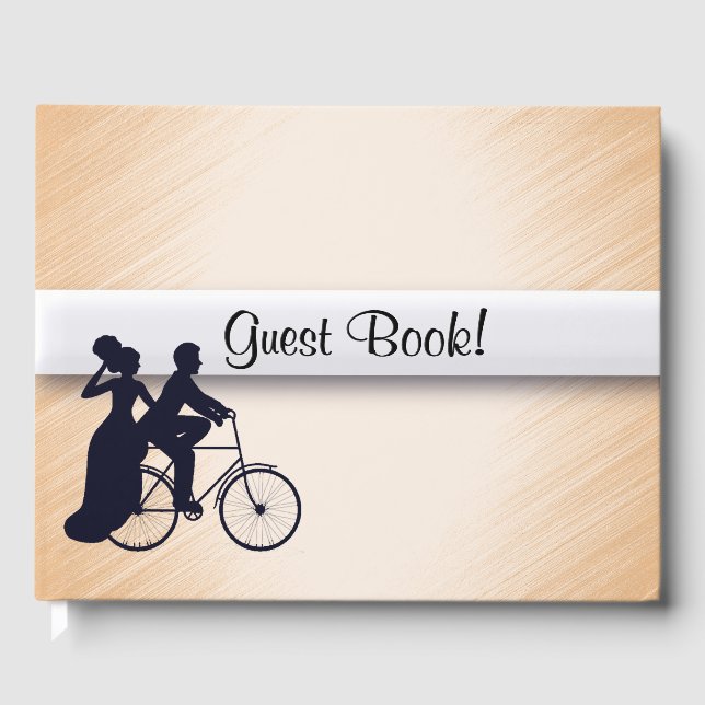 Livre d'or de mariage à vélo pêche (Recto)