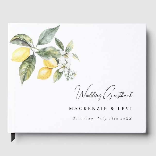 Livre d'or de mariage aquarelle moderne Lemon Gard (Recto)