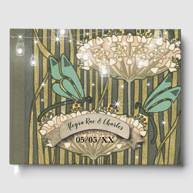 Livre d'or de mariage Art Déco Libellule Bohème Li (Recto)