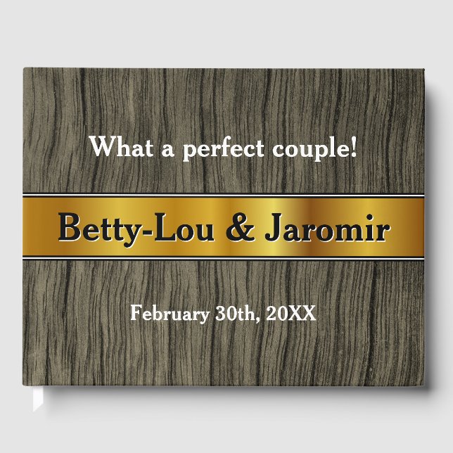 Livre d'or de mariage aspect or faux rustique (Recto)
