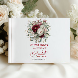 Livre d'or de mariage aux fleurs de couleur rouge