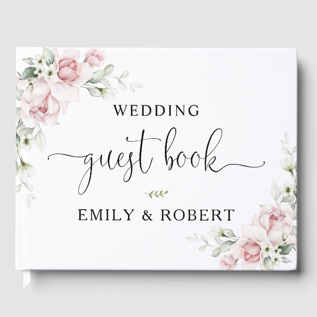 Livre d'or de mariage aux fleurs rose pâle (Recto)