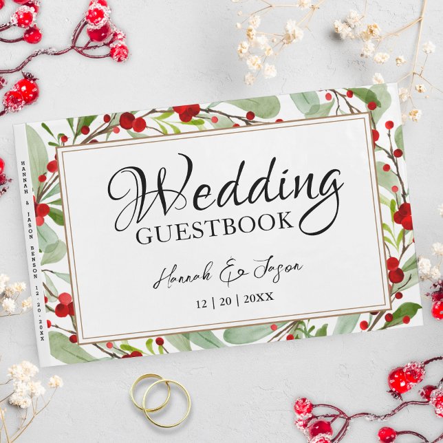 Livre d'or de mariage avec baies rouges et verdure (Créateur téléchargé)