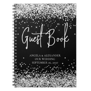 Livre d'or de mariage Black Glam Paillettes Argent