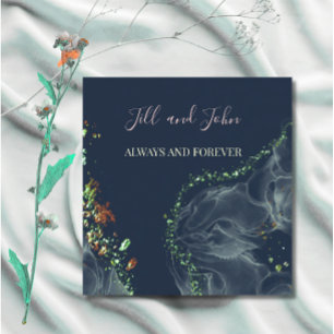 Livre d'or de mariage bleu marine et or encre alco