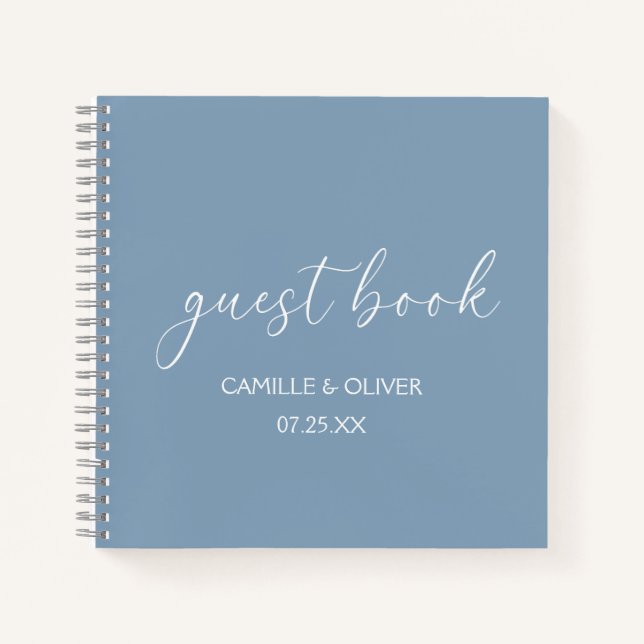 Livre d'or de mariage bleu poussiéreux (Devant)