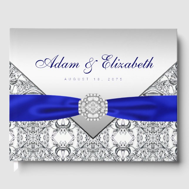Livre d'or de mariage bleu royal argent (Recto)