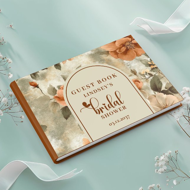 Livre d'or de mariage bohème orange brûlé (Bohemian Burnt Orange Bridal Shower Guest Book)