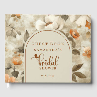 Livre d'or de mariage bohème terracotta floral