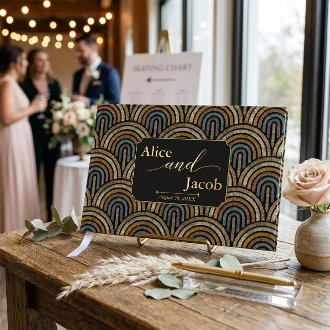Livre d'or de mariage boho avec motif brodé (Créateur téléchargé)