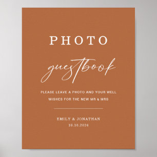 Livre d'or de mariage Boho Burnt Orange Photo Sign