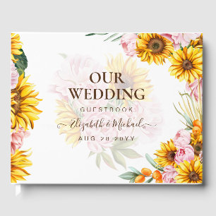 Livre d'or de mariage BOHO Tournesols Herbe des Pa