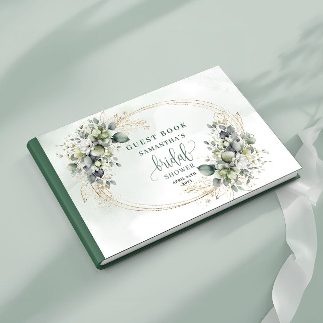 Livre d'or de mariage botanique à l'aquarelle (Watercolor Botanical Bridal Shower Guest Book)