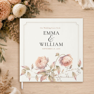 Livre d'or de mariage botanique Élégant Pivoine Pê