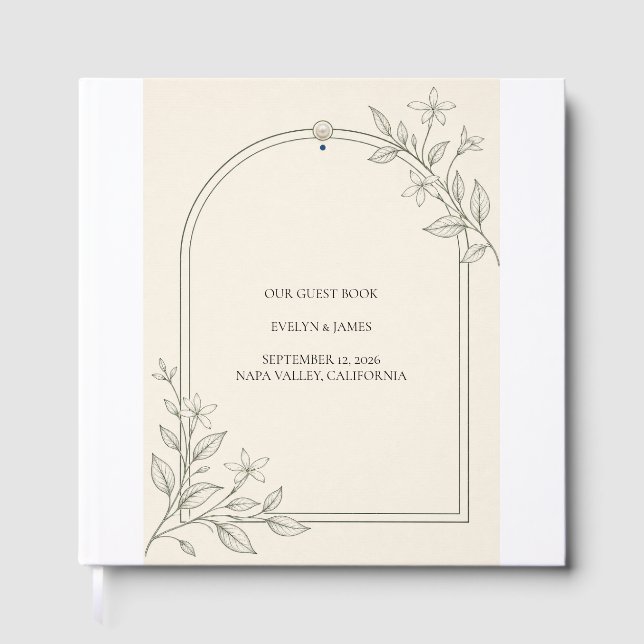 Livre d'or de mariage botanique Olive (Recto)