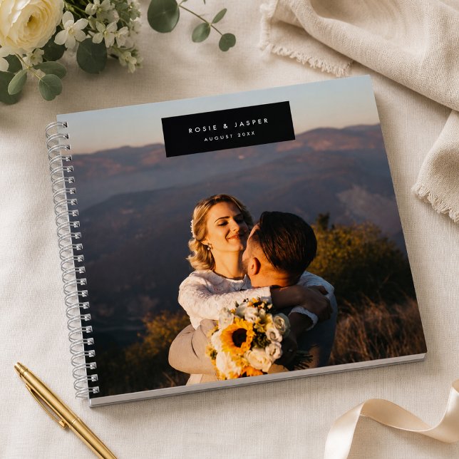 Livre d'or de mariage | Cadeau de livre de souveni (Custom photo wedding guest book with names and date for reception messages and memories)