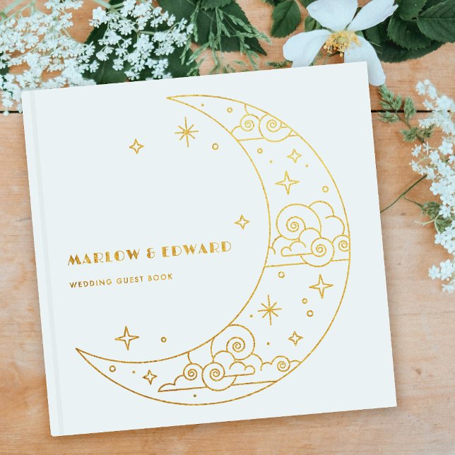 Livre d'or de mariage céleste Lune & Étoiles en fe (Créateur téléchargé)
