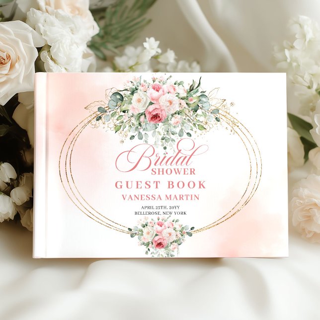 Livre d'or de mariage Chic Boho Blush Roses Fête d (Chic Boho Blush Roses Bridal Shower Guest Book XL

)