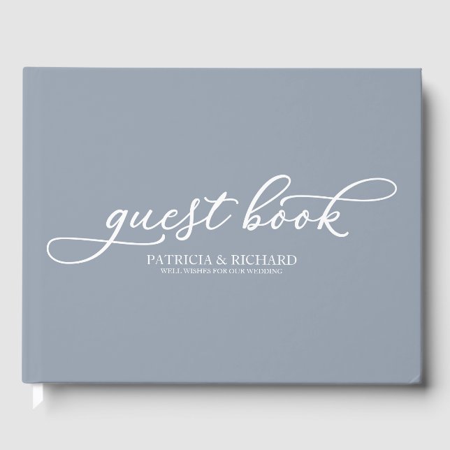 Livre d'or de mariage chic écriture bleu poussiére (Recto)