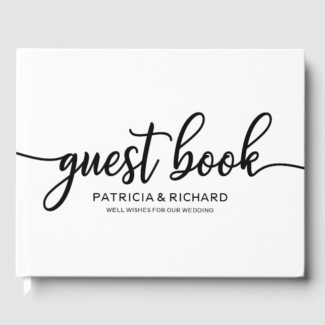 Livre d'or de mariage chic noir et blanc calligrap (Recto)