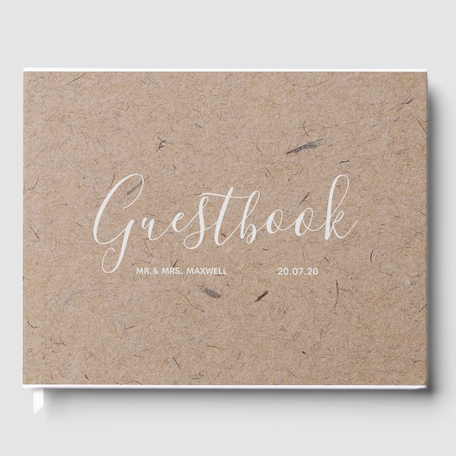 Livre d'or de mariage | Chic papier kraft rustique (Recto)